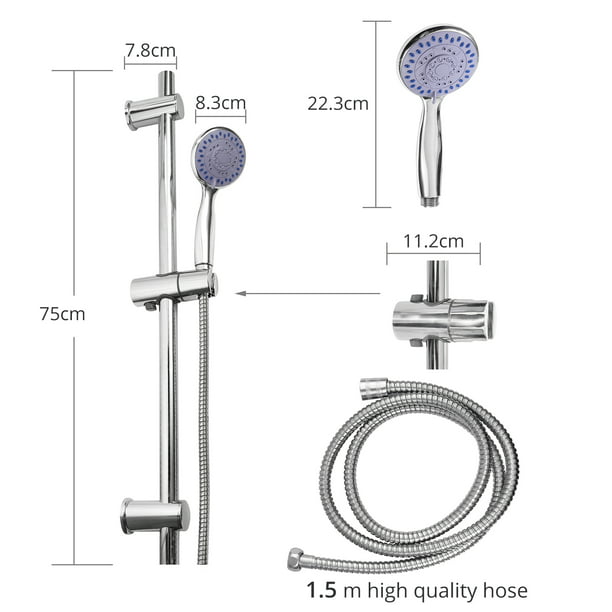 Adjustable Stainless Shower Slider Riser Rail Bar Set Modern Head Hose Holder 